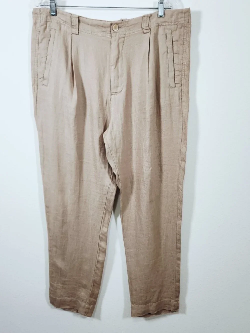 Zara Mens Linen Pants Trousers Size 34x28 Tan Brown Resort Preppy Summer Vaca